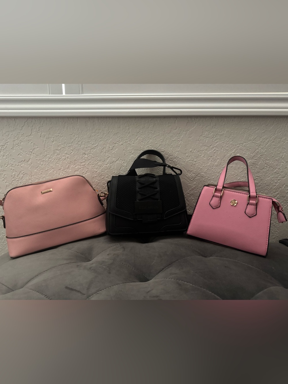 Steve Madden Black Structured Top-Handle Satchel